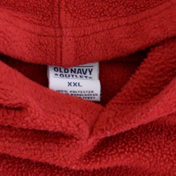 Vintage 90S Old Navy Red Fleece Hooded Pullover Sweatshirt Size 2XL - Picture 9 of 10